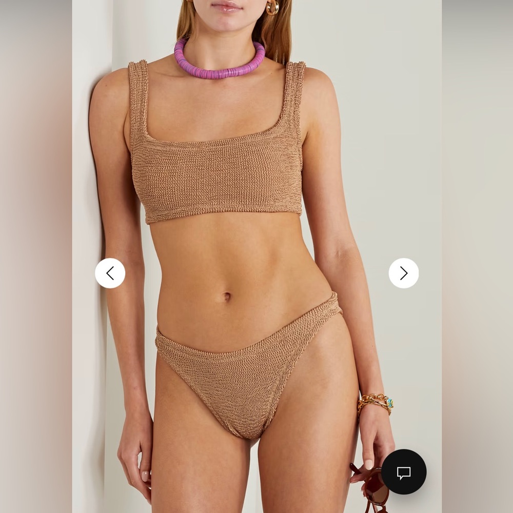 HUNZA G NWT- NET SUSTAIN Xandra metallic seersucker bikini